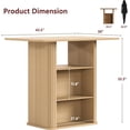 thumbnail image 3 of LAZZO 43.5" Kitchen Island with Storage, 3-Tier Farmhouse Counter Height Table, Rustic Wood Coffee Bar Table for Kitchen & Dining Room, Oak, 3 of 7