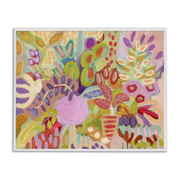 Stupell Industries Bohemian Vivid Abstract Botanical Plants White Framed Giclee Art, 20 x 16, by Suzanne Allard