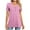 Pink1, variant on Jalioing Women's Short Sleeve Summer Tops Print V Neck Button Tunic Shirts Loose Casual Summer Blouses Clothes