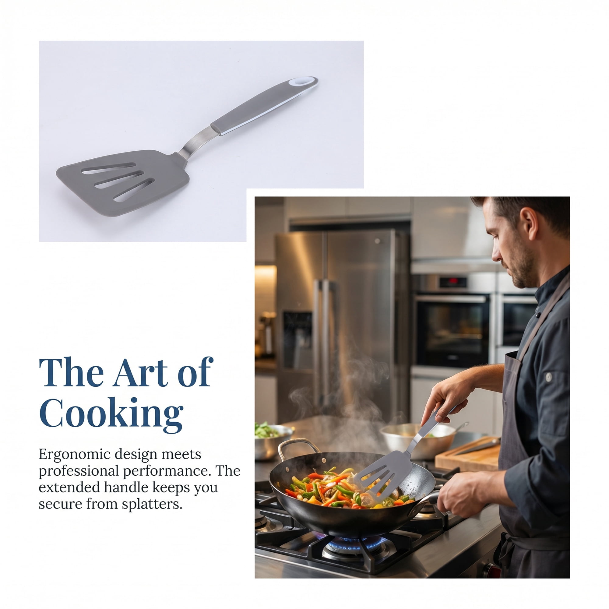 Unique Bargains Kitchen Utensils with Heat-Resistant Rubber Spatula Light Gray 12x3.1 inch