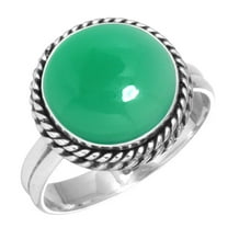 925 Sterling Silver Ring Natural Green Onyx Handmade Jewelry