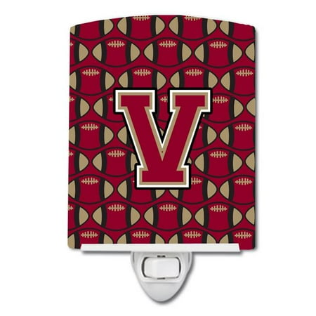 

Letter V Football Garnet & Gold Ceramic Night Light