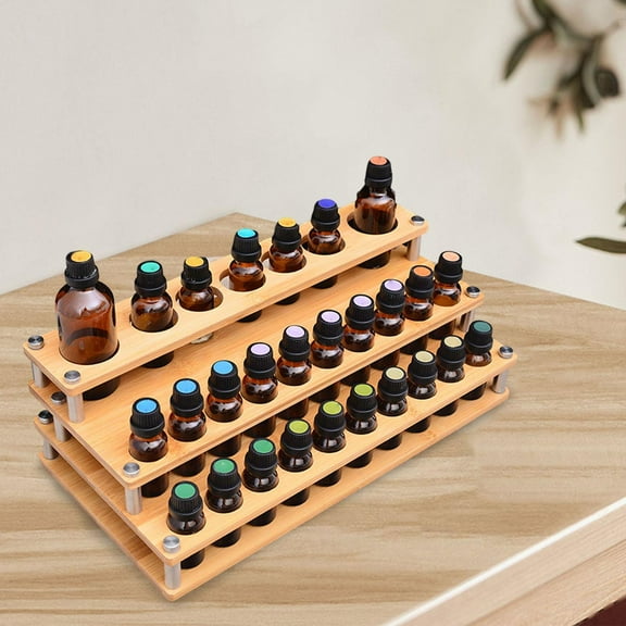 27 Hole Essential Oil Display Stand Storage Shelf Wooden Space Saving Tray 3 Tier for Perfume Makeup 5/10/15ml Bottles Shop Tabletop