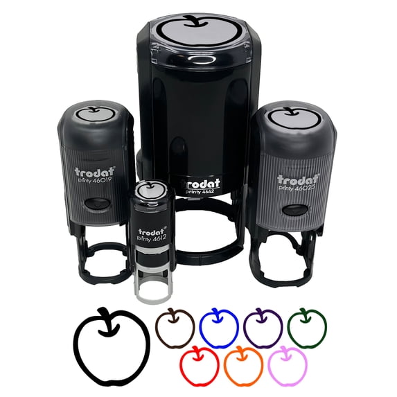 Whole Apple Fruit Self-Inking Rubber Stamp Ink Stamper - Black Ink - Small 3/4 Inch
