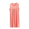 thumbnail image 2 of Ailaofu Nightgowns for Women Short Sleeve Sleep Shirts Pleated Night Dress Crew Neck Night Shirts Soft House Dress, 2 of 5