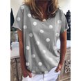 thumbnail image 2 of Camiseta holgada con estampado de lunares para mujer, camisetas de manga corta con cuello en V para mujer, Tops básicos versátiles informales de moda diaria 2023, 2 of 5