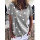 thumbnail image 2 of Camiseta holgada con estampado de lunares para mujer, camisetas de manga corta con cuello en V para mujer, Tops básicos versátiles informales de moda diaria 2023, 2 of 5