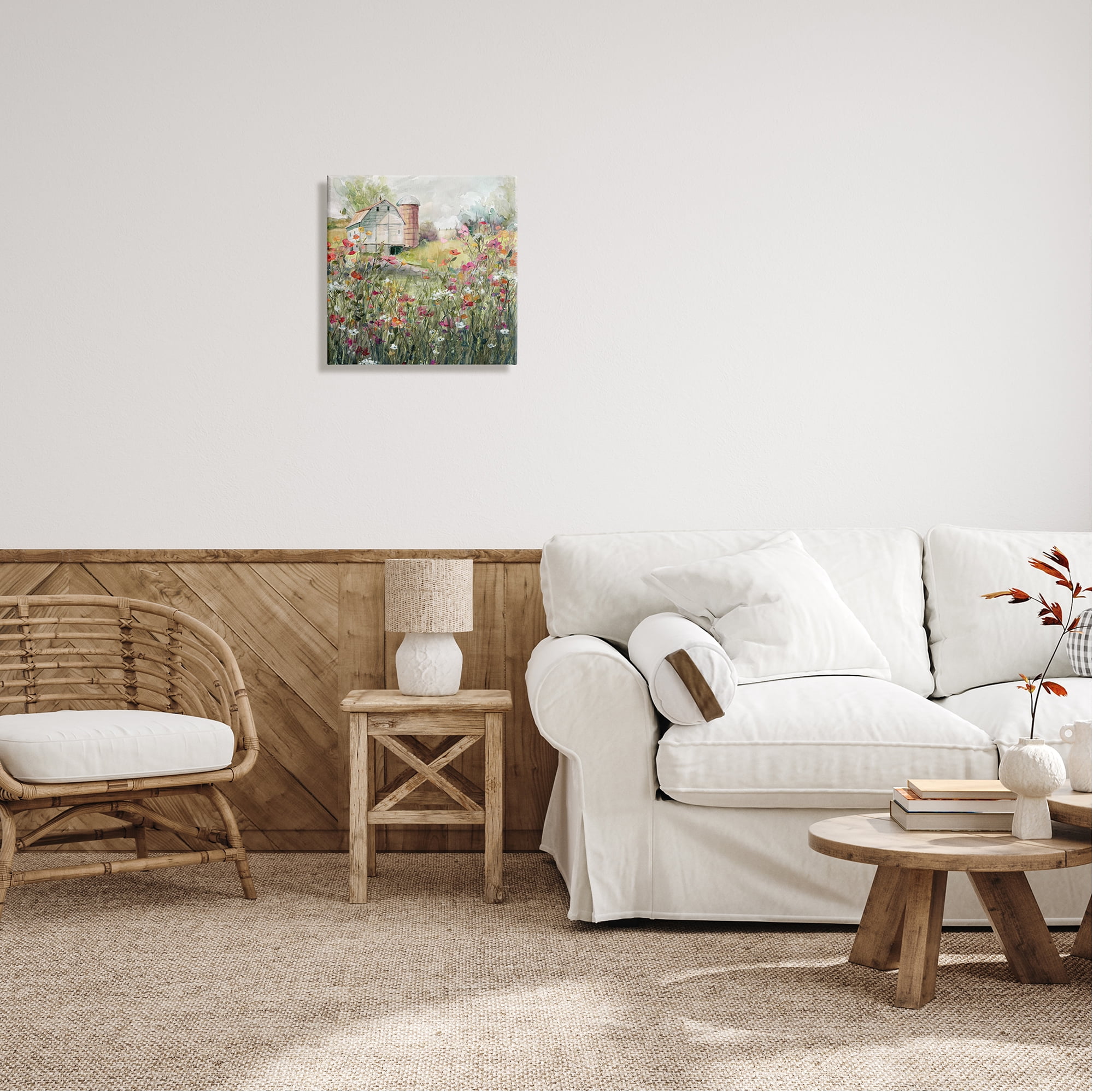 Stupell Industries Vibrant Flower Blossoms Surrounding Rural Barn Nature Painting Gallery Wrapped Canvas Print Wall Art, Design by Carol Robinson