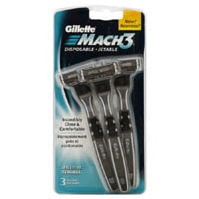 Gillette Mach3 Disposable Jetable Shave Razors, Sensitive Sensible - 3 Ea