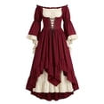thumbnail image 2 of Anmrize Off Shoulder Renaissance Dress, Layered Hem Cosplay Costume, Full Length Halloween Dress, Renaissance Faire Outfit, Womens's Medieval Renaissance Costume Cosplay Over Dress, Wine M, 2 of 6