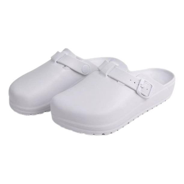 Zuecos de enfermera, zapatillas, sandalias antideslizantes, zapatos de enfermería para mujer, para restaurante Blanco 37