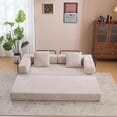 thumbnail image 2 of Folding Sofa Bed, Convertible Sleeper Bed Corduroy Floor Couch with Pillows, Loveseat Floor Sofa Lounge Couch, Foldable Memory Foam Mattress for Living Room Bedroom Playroom (Light Grey), 2 of 16