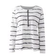 thumbnail image 4 of Mujeres con cuello en V Raya Estampado Cremallera Color Bloque Entrenamiento Manga larga Blusa informal Jerseys Top Fridja  fhghd2626, 4 of 8
