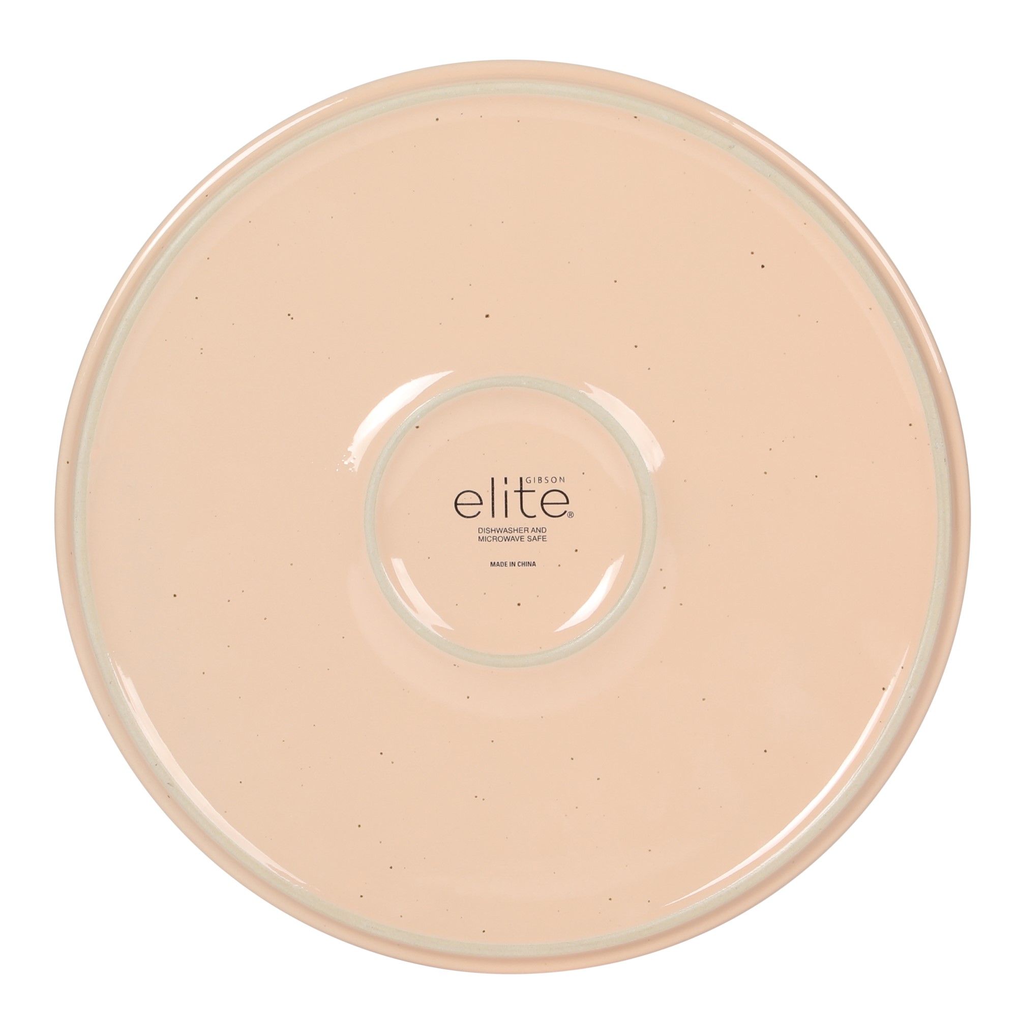 Gibson Elite Northrock Stoneware Dinnerware Set, 16-Piece Service for 4 Plates and Bowls Set – Pink Dishes with Hand-Painted Terracotta Base