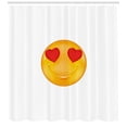 thumbnail image 3 of Love Shower Curtain, Cartoon Smiley Face Hearts for Eyes Emoticon Adoration Romantic Illustration, Fabric Bathroom Set with Hooks, 69W X 75L Inches Long, Marigold Red White, by Ambesonne, 3 of 3