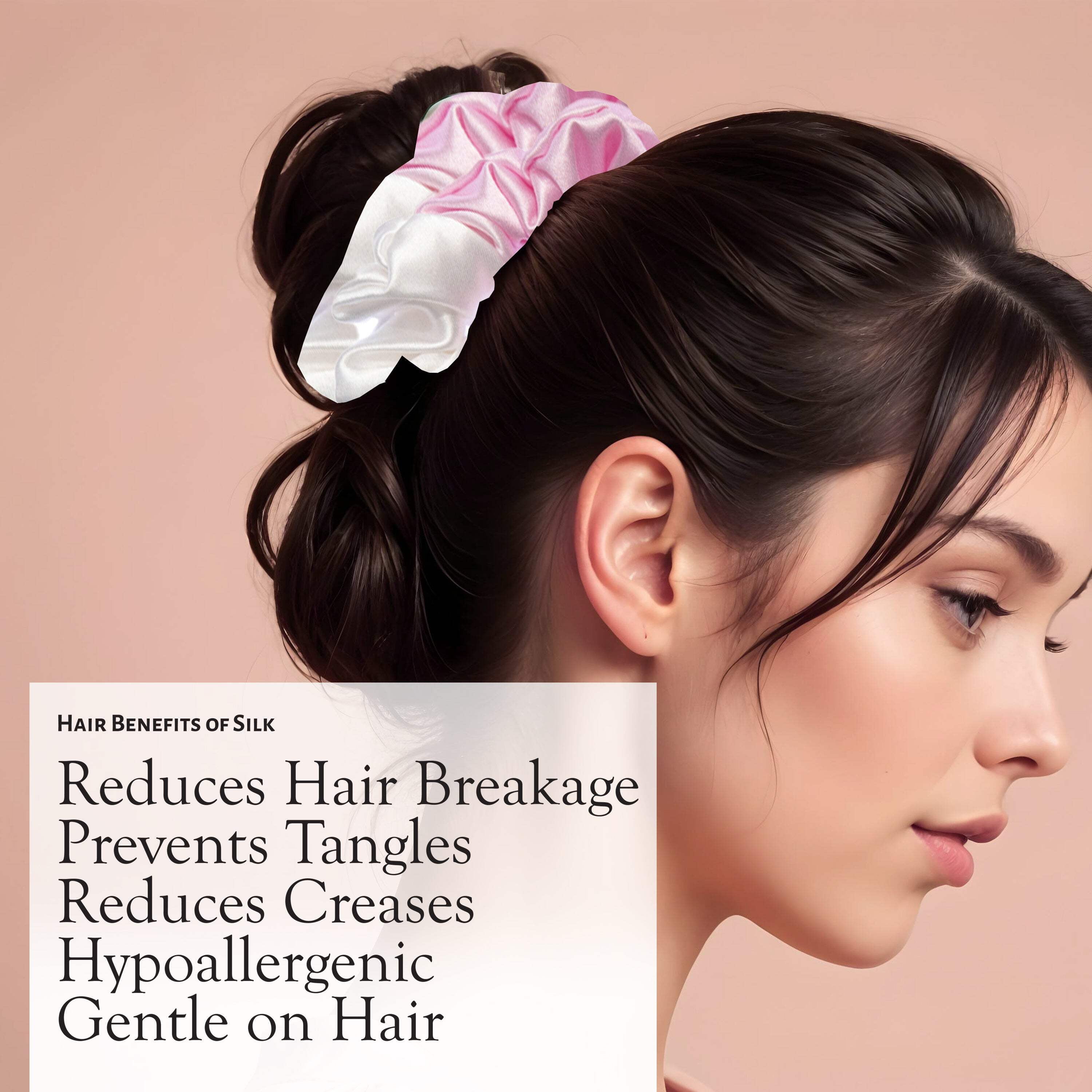 Market Fresh Beauty Silk Sleep Set, Pillowcase, Eye Mask and Hair Scrunchie, Silk, Pink  White Gradient