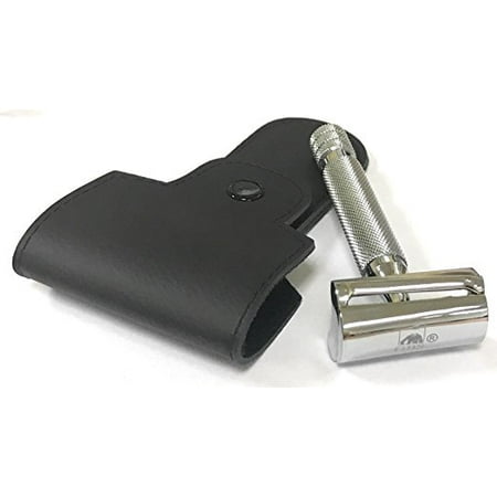 Heavy Duty DE Slant Bar Safety Razor with Protective Case - Great for removing Stubble and Sensitive (Best Safety Razor For Sensitive Skin)
