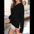 thumbnail image 4 of Sudadera Holgada Informal de Larga con Cuello en V para Mujer Negro S, 4 of 8