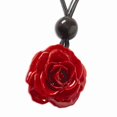 thumbnail image 1 of Solid Lacquer Dipped Red Rose Choker Black Cotton Cord 18", 1 of 2