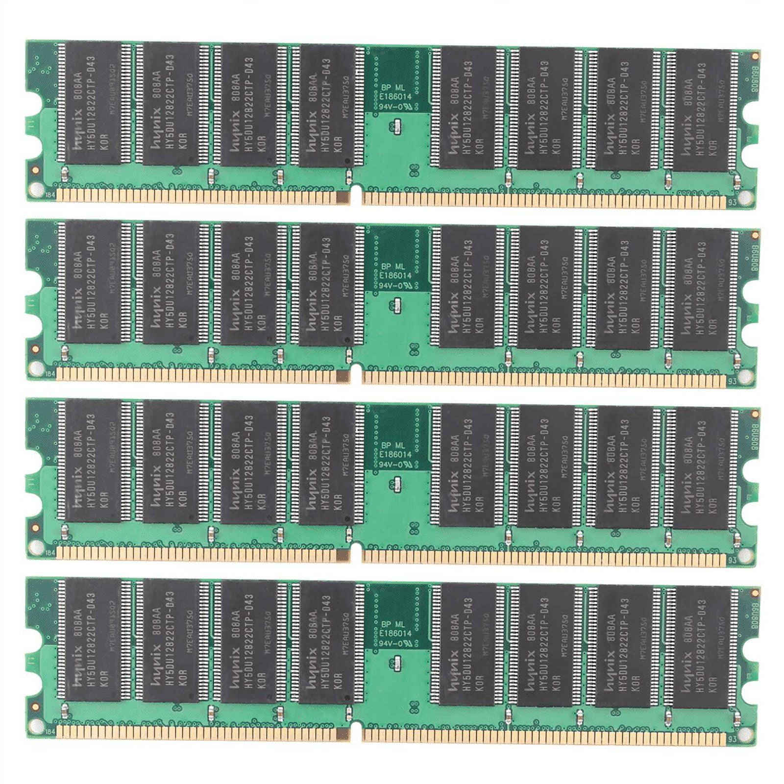 4X DDR 1GB PC Memory Ram DDR1 Desktop PC3200 400MHz 184 Pin Non-ECC Computer Memoria Module,4 x DDR 1GB PC Memory Ram,Green