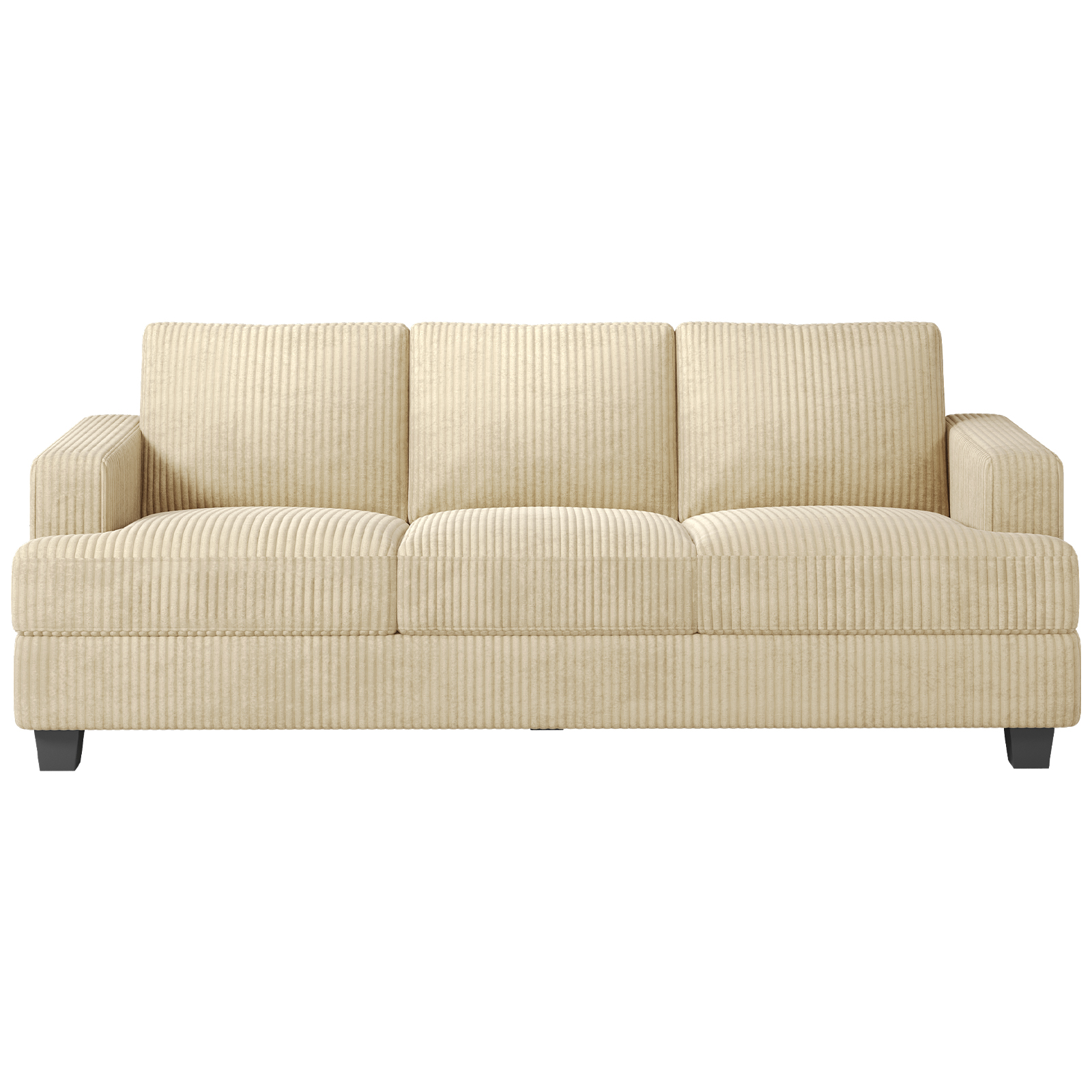 BLAZANT 89" Extra Deep Seats Oversize, Wide Corduroy Fabric 3 Seater Sofa for Living Room, Modern Couch and Sofa, Comfy Armrests and Seats and Backrests, Easy Installation,Beige