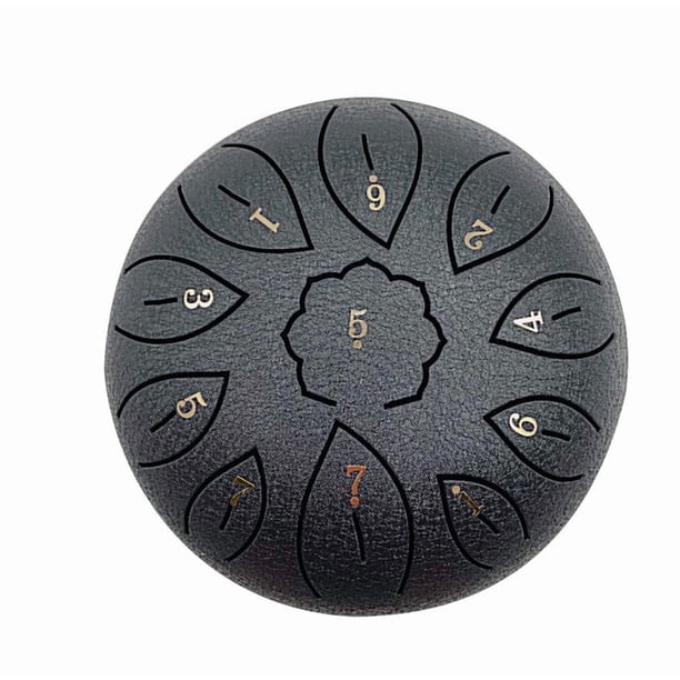 Tambor de lengüeta de acero de 6 notas en tono G, tambor de mano de 15,5 cm, instrumento de percusión portátil con baquetas, púas y bolsa de transporte para yoga, meditación, musicoterapia y