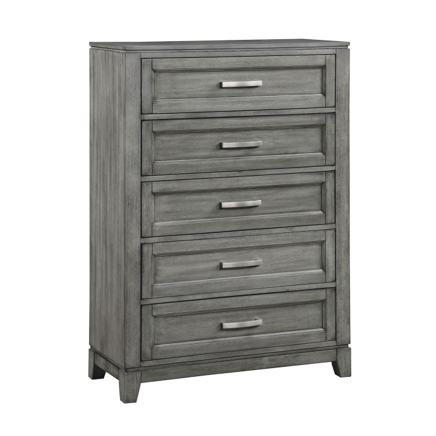 Garretson Collection Chest with Gray Okume Veneer and Metal Bar Hardware