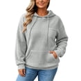 thumbnail image 2 of MLCDZ Women Fall Waffle Hoodies Pullover Hooded Long Sleeves Sweatshirt Drawstring Loose Fit Vacation Travel Oversized Tops with Pocket, 2 of 7