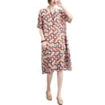 thumbnail image 1 of Vestido suelto de mujer Vestido bohemio con estampado floral con bolsillos Manga corta Cuello r Irfora Vestido, 1 of 6
