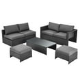 thumbnail image 1 of Patiojoy 6PCS Patio Rattan Furniture Set Outdoor All Weather Wicker Conversation Set w/Cushioned Ottoman & Coffee Table, 1 of 6