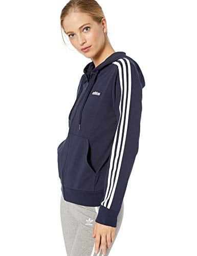 adidas Women's Essentials 3-stripes Single Jersey Full-zip Hoodie, Legend Ink/White, XX-Large adidas Women's Essentials 3-stripes Single Jersey Full-zip Hoodie, Legend Ink/White, XX-Large