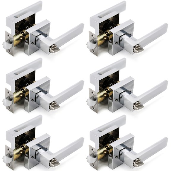 Crown Door Lever Chrome Keyed Door Handle 6 Pack by Villar Home Designs