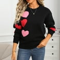 thumbnail image 6 of Htigea Womens Sweaters Cute Heart Graphic Pullover Crewneck Long Sleeve Tops Fall Winter Casual Knit Sweater Black M, 6 of 9