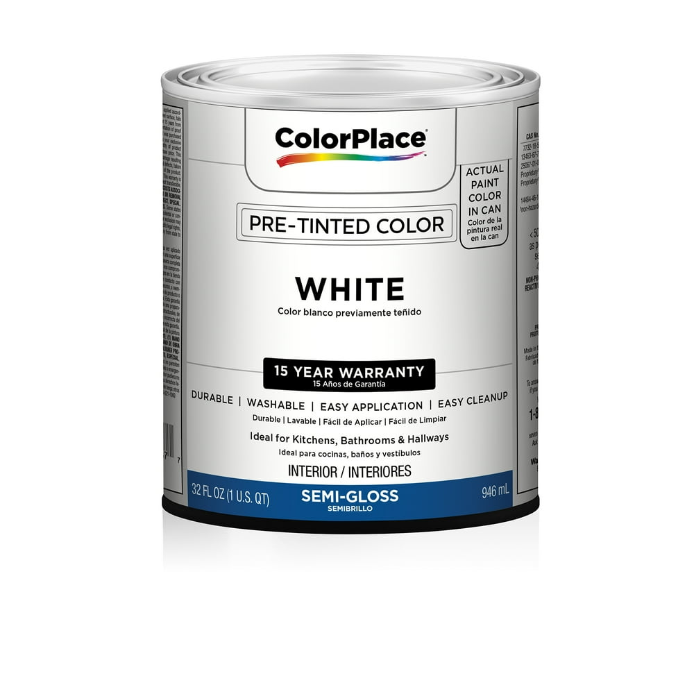ColorPlace Interior SemiGloss Paint, White, 5 Gallon