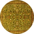 thumbnail image 1 of Ahgly Company Machine Washable Indoor Round Persian Yellow Traditional Area Rugs, 6' Round, 1 of 4