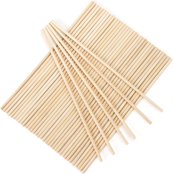 50Pcs Wooden Dowel Rods 1/4 x 12 Inch Wood Sticks for Crafts, Precut Wooden Rod Sticks Natural Wood Dowels for Craft and DIY Projects, Cake Dowels Hardwood Craft Dowel Rods