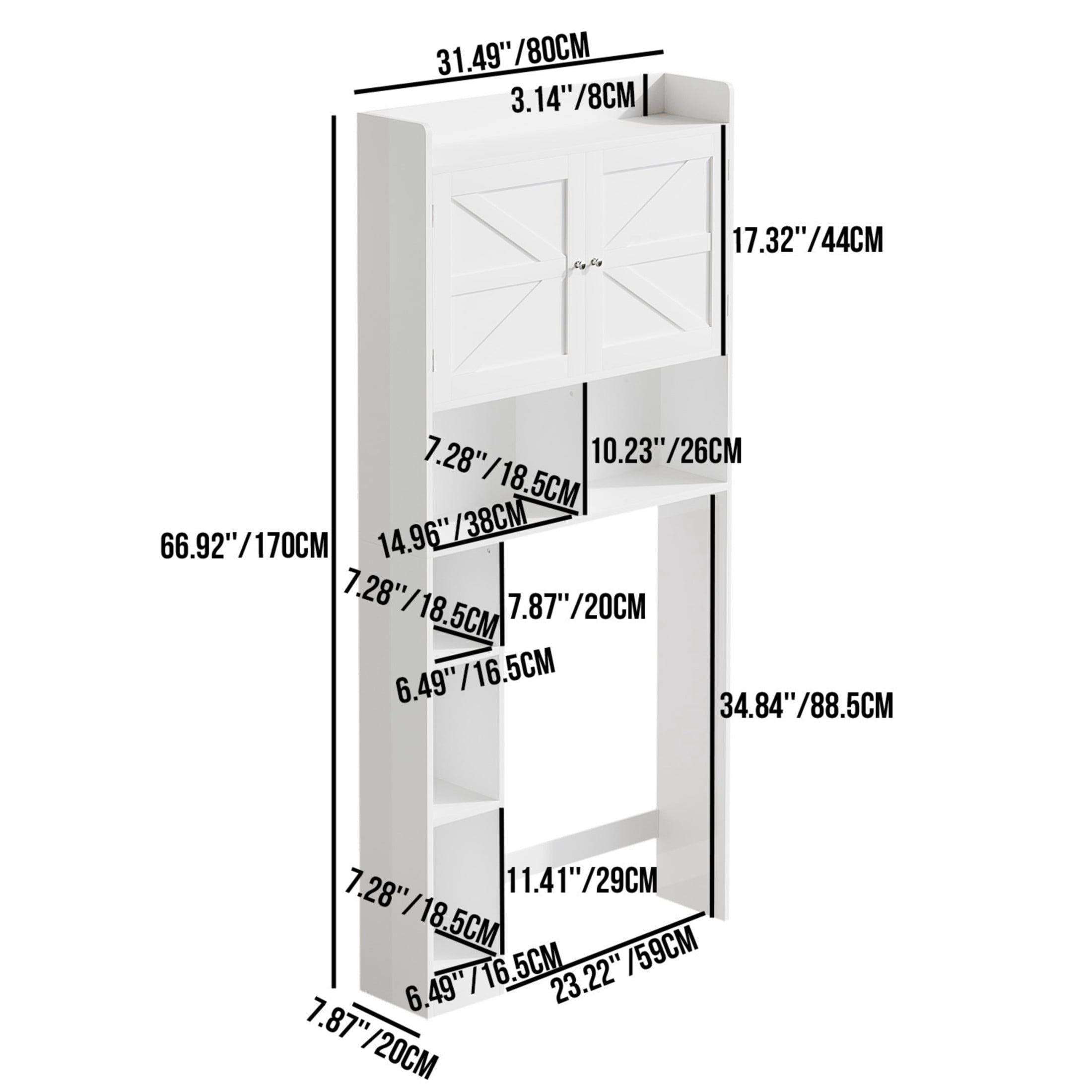 Noble House Over-The-Toilet Storage Cabinet, Bathroom Space Saver with Double Doors and Adjustable Shelf, White