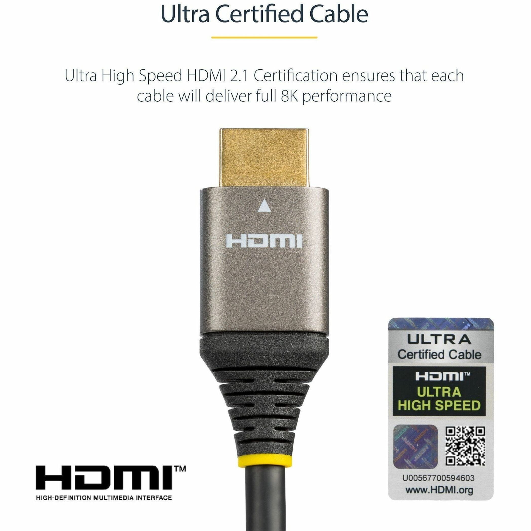 3ft/1m HDMI 2.1 Cable, Certified Ultra High Speed HDMI Cable 48Gbps, 8K 60Hz/4K 120Hz HDR10+, 8K HDMI Cable, Monitor/Display, 1 (Quantity)