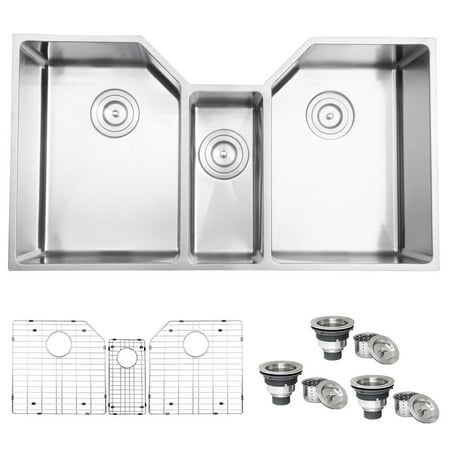 Ruvati 35 Triple Bowl Undermount 16 Gauge Stainless Steel Kitchen Sink