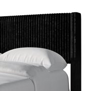 Castle Place Modern Wingback Corduroy Velvet Upholstered Twin Platform Bed, Black
