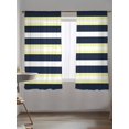 thumbnail image 5 of Sheer Curtains 63 Inch Length 2 Panels Set for Bedroom, Yellow Navy Blue Striped Semi Sheer Curtains for Windows, Neutral Minimalist Lines Voile Window Treatments Rod Pocket Curtain, 5 of 7