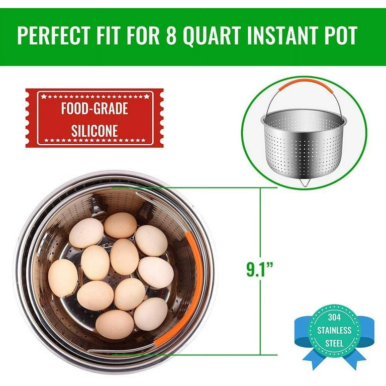 Steamer Basket for 6 or 8 Quart Instant Pot Pressure Cooker, Sturdy  Stainless Steel Steamer Insert with Silicone Covered Handle, Great for  Steaming Vegetables Fruits Eggs 