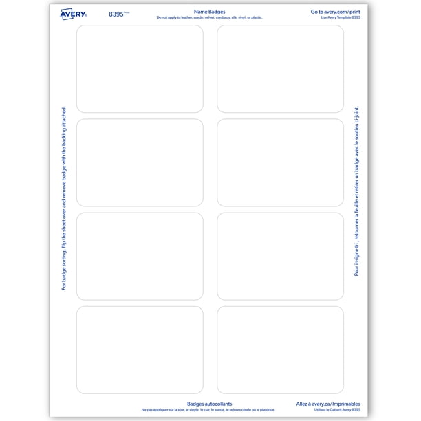 Avery Flexible Printable Name Tags, 2-1/3" x 3-3/8" Rectangle Labels,  White, 160 Removable Name Badges (08395) - Walmart.com