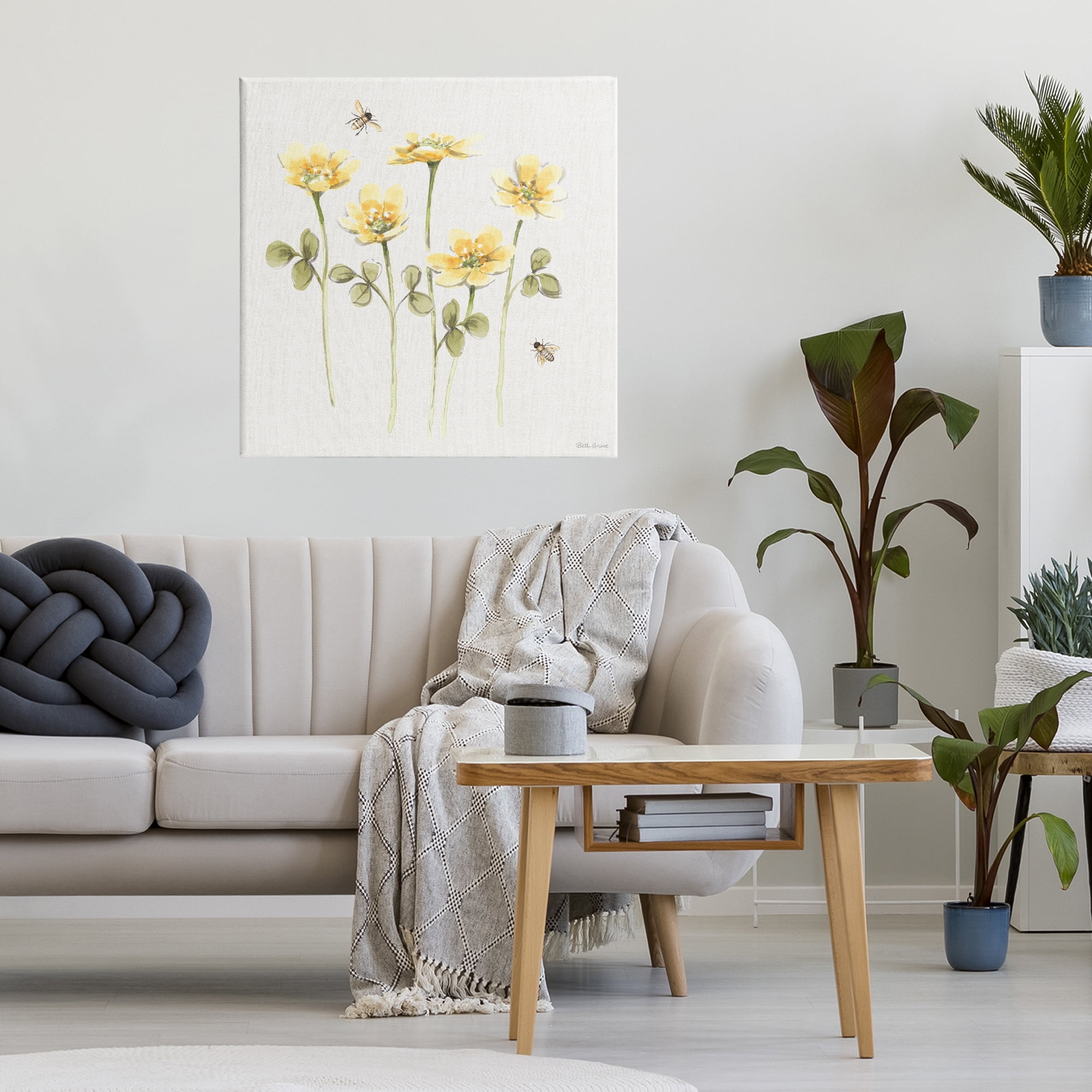 Stupell Industries Sweet Yellow Honey Flowers Canvas Wall Art, design by Beth Grove