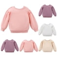 thumbnail image 1 of Tranfacy Chandails en Molleton Unis pour Filles Manches Longues Col Rond Chandail pour Automne Hiver Haut Décontracté Quotidien, 1 of 4