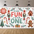 thumbnail image 3 of Yatrandify Nutcracker Design First Birthday Banner Christmas Candy Cane Decorative Gingerbread Holiday for Baby Party Celebration Winter Holiday Event, 3 of 8