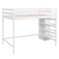 thumbnail image 5 of Euroco Wood Full Size Loft Bed with Storage Shelves and Wardrobe, White, 5 of 15