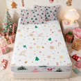 thumbnail image 4 of Manfei Father Christmas Zipper Full Size Comforter Sets with Fitted Sheet and 2 Pillowcases Santa Zipper Bedding Set, Purple Pink, Xmas Reversible, 4 of 7