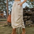 thumbnail image 4 of Besolor Cargo Long Skirts for Women Trendy High Waisted Vintage Drawstring Maxi Skirt with Flap Pockets, 4 of 8