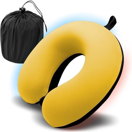 Travel Pillow, Memory   Pillow for Traveling, U Shape Airplane Portable Flight Pillow Adult Travel  Pillow for Plane    Office (Black * Yellow)